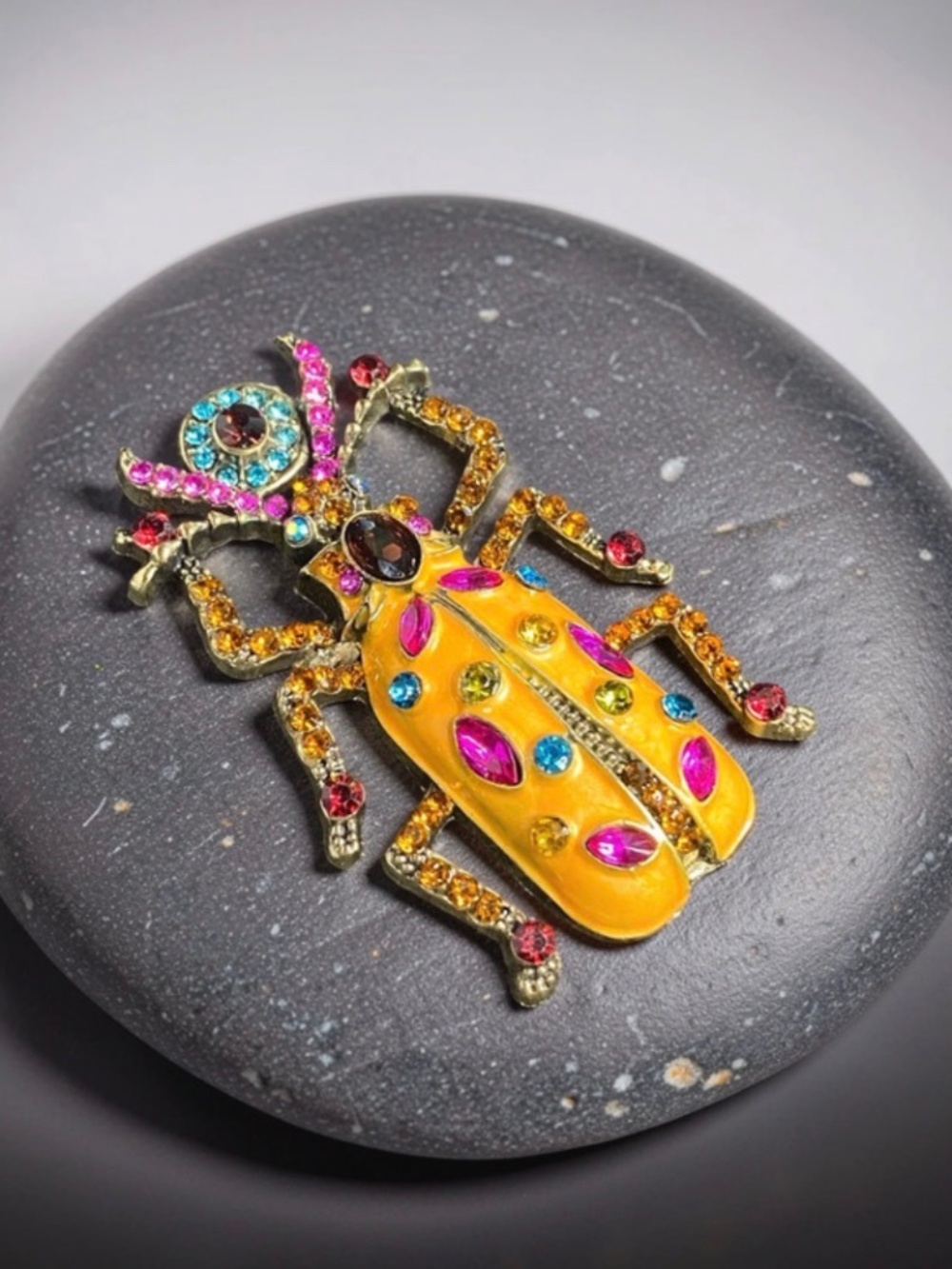 Large Scarab Beetle Brooch Bling #831